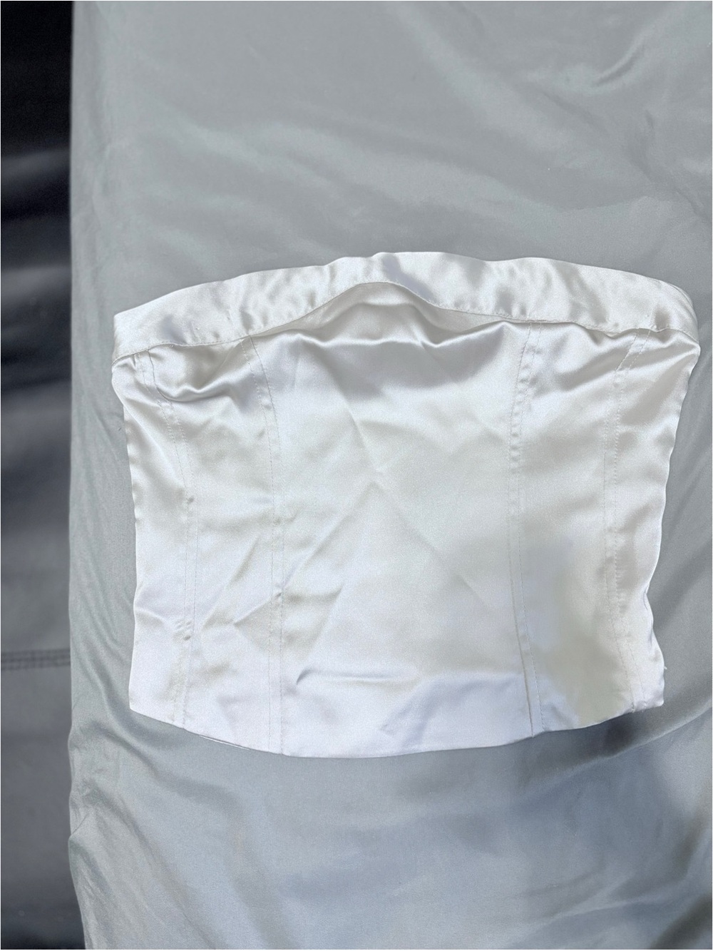 2 wild fable White Satin Strapless Corset Crop Top